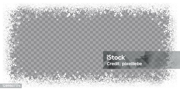 istock Snow snowflake winter border frame on transparent background isolated illustration 1289807174