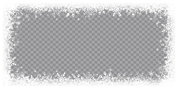 Snow snowflake winter border frame on transparent background isolated illustration