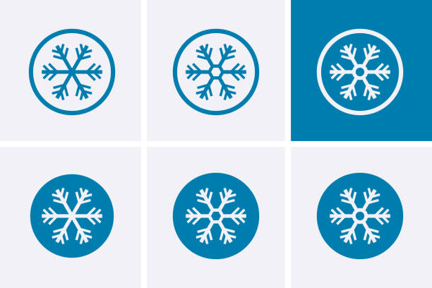 ilustrações, clipart, desenhos animados e ícones de ícones do freezer de flocos de neve. - comida congelada