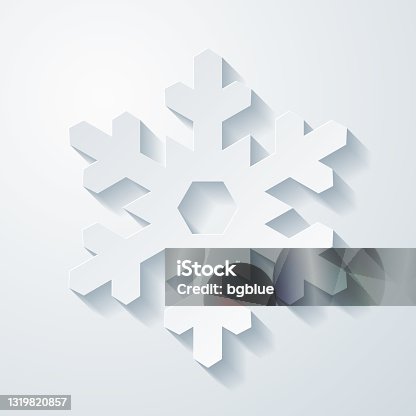 istock Snowflake. Icon with paper cut effect on blank background 1319820857