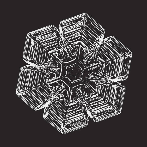 Snowflake isolated on black background vector art illustration