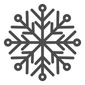 istock Snowflake line and solid icon. Ice crystal flake of snow sixfold symmetry outline style pictogram on white background. Christmas and New Year signs for mobile concept and web design. Vector graphics. 1218777588