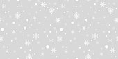 Snowflake Seamless Pattern on Gray Background