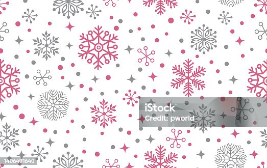 istock Snowflake seamless pattern . 1406491640
