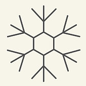 istock Snowflake thin line icon. Ice crystal flake of snow with sixfold symmetry outline style pictogram on white background. New Year signs for mobile concept and web design. Vector graphics. 1220227476