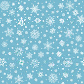 istock Snowflakes seamless pattern. Winter snow flake stars, falling flakes snows and snowed snowfall vector background 1051035198