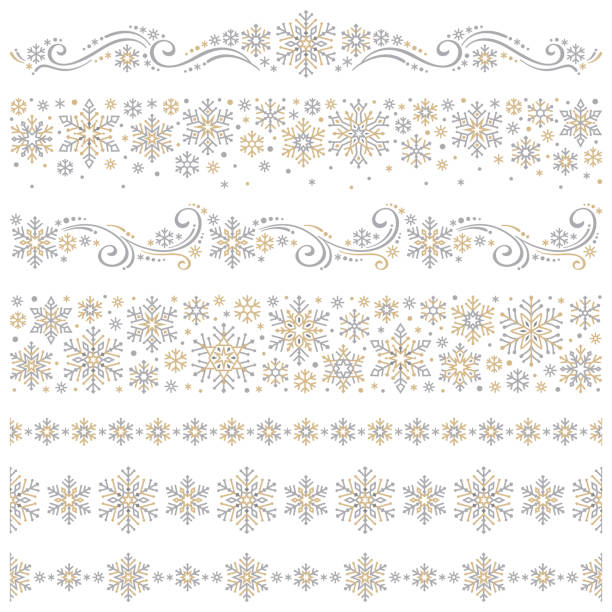 Design elements with snowflakes on white background