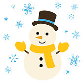 istock Snowman and snow illustration 1049670180
