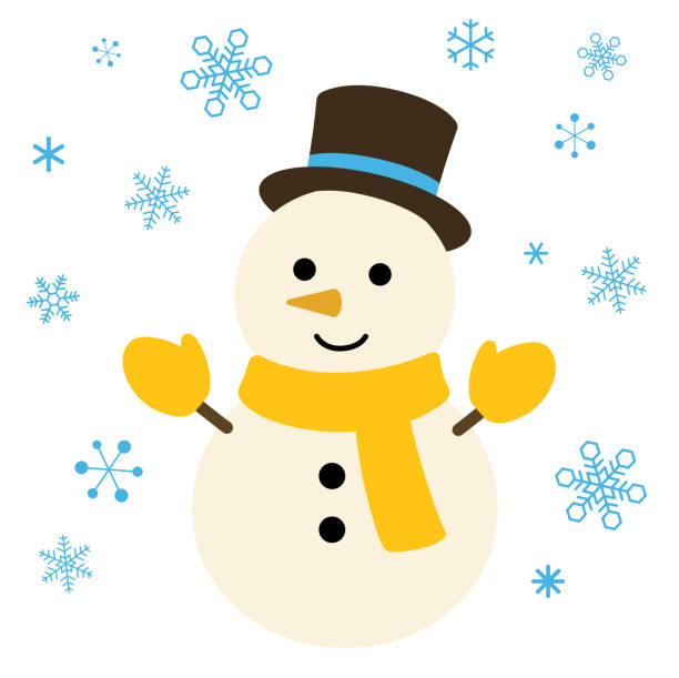 illustrations, cliparts, dessins animés et icônes de illustration de bonhomme de neige et de neige - bonhomme de neige