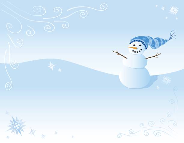 Snowman in winter scene vector art illustration