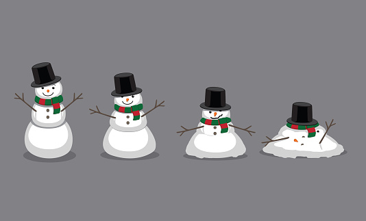 Snowman Melting Cartoon Vector Illustration