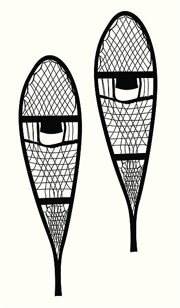 snowshoes vector siluet - snowshoe ilustrasi stok.