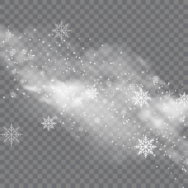 śnieżna zima i mgła na przezroczystym tle. wektor - blizzard stock illustrations