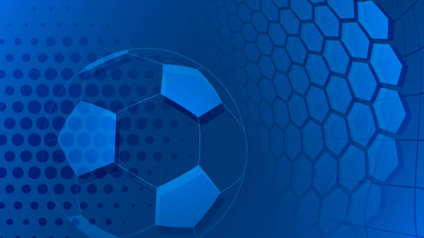 Soccer background in light blue colors Football or soccer background with big ball in light blue colors soccer designs stock illustrations