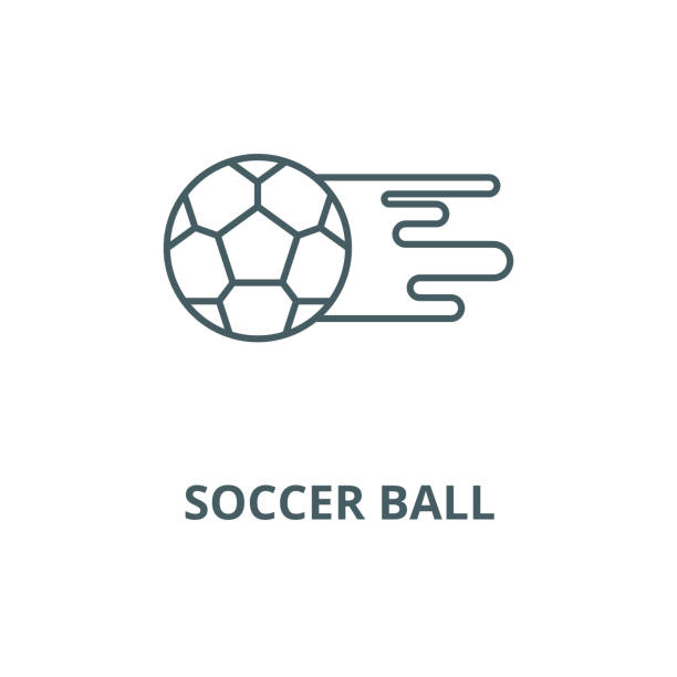 Soccer ball vector line icon, linear concept, outline sign, symbol Soccer ball vector line icon, outline concept, linear sign classic black white soccer ball clip art stock illustrations