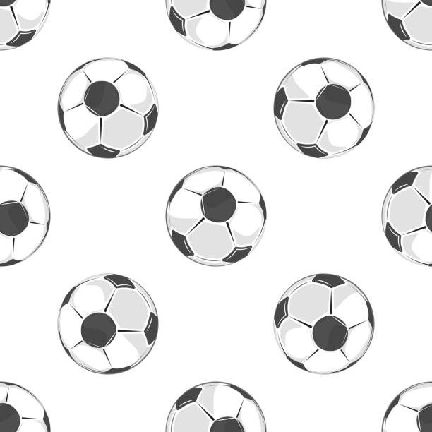 Soccer balls seamless pattern in black and white Soccer balls seamless pattern in black and white. Football or soccer game. Vector illustration background of a classic black white soccer ball stock illustrations