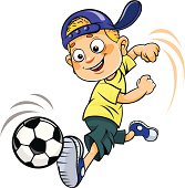 Vector illustration of kid with soccer ball.