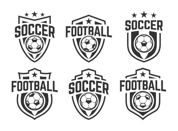 ilustrações, clipart, desenhos animados e ícones de jogo clássico dos emblemas do vetor do futebol - time