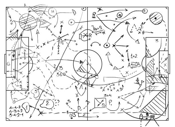 Soccer. Coaching Board Soccer. Coaching Board for game tactics and strategies soccer drawings stock illustrations