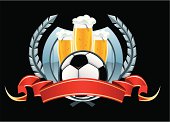 vector soccer emblem with ball and beer