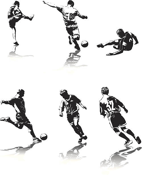 Soccer figures #3 Some figures of soccer players. ZIP file contains images in AI CS2 and HiRes JPG formats. soccer silhouettes stock illustrations