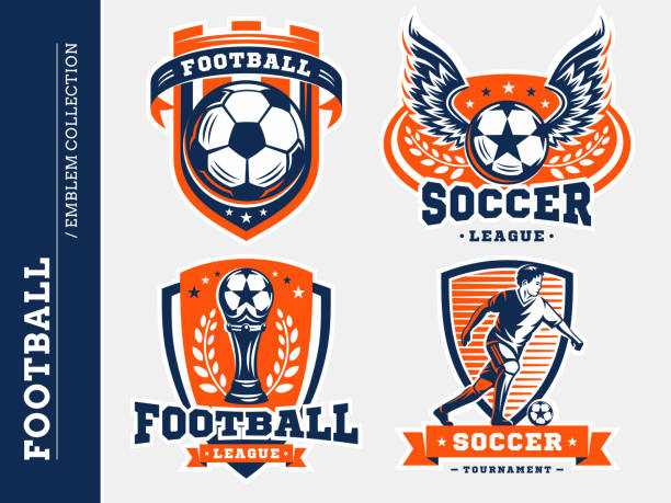 ilustrações, clipart, desenhos animados e ícones de coleções de emblema de futebol futebol - equipe esportiva