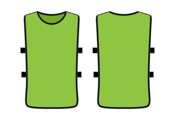 Soccer & Football Training Green Vest Vector For Template. Front And Back Views waistcoat stock illustrations