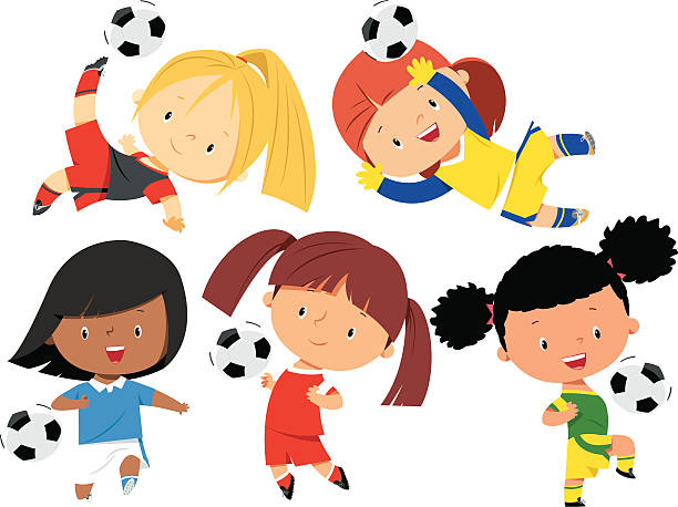 bildbanksillustrationer, clip art samt tecknat material och ikoner med soccer girls - teen girls team sport