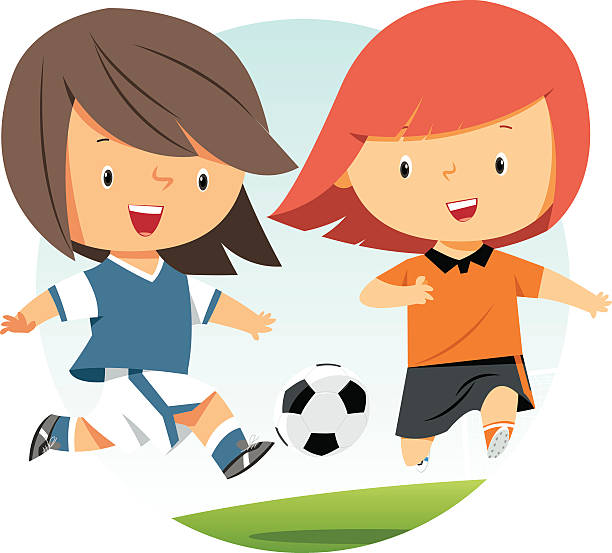 stockillustraties, clipart, cartoons en iconen met soccer girls - voetbal meisje