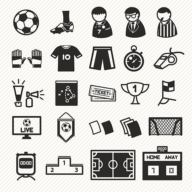 stockillustraties, clipart, cartoons en iconen met soccer icons set. - gele kaart