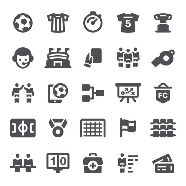 Soccer Icons Soccer, football, icon, icon set, stadium, soccer ball, sport soccer icons stock illustrations
