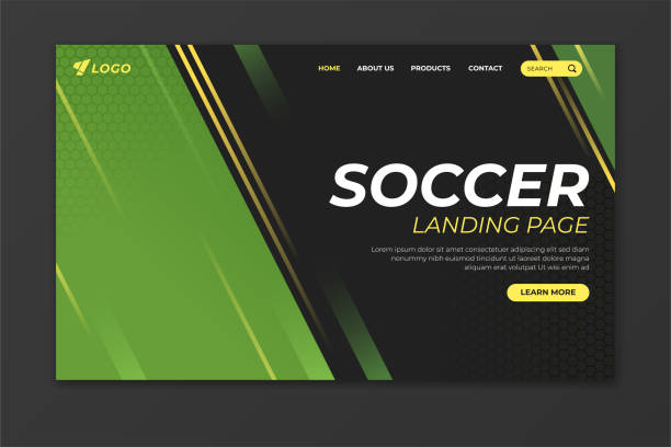 Soccer landing page template Sport web page design template soccer backgrounds stock illustrations