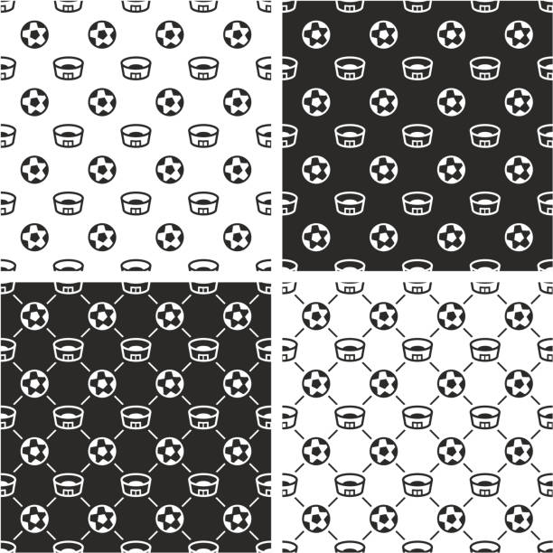 Soccer or Football Stadium Seamless Pattern Set This image is a vector illustration and can be scaled to any size without loss of resolution. background of a classic black white soccer ball stock illustrations