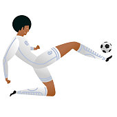 Soccer player on gray background.