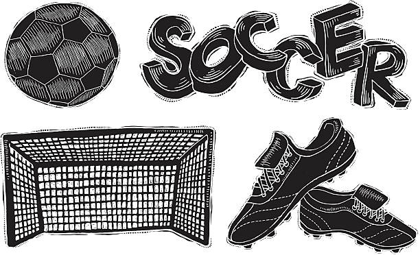 Soccer Reverse Ink Soccer design in reverse ink style, black and white - vector illustration black and white football clipart pictures stock illustrations