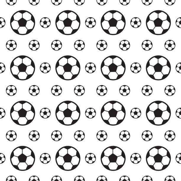 soccer seamless pattern design of soccer ball patterns on a white background background of a classic black white soccer ball stock illustrations