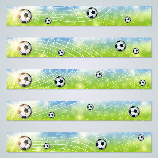Soccer web banners vector set Soccer web banners design vector templates collection soccer borders stock illustrations