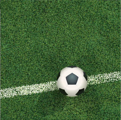 Soccerball and Grass Top View