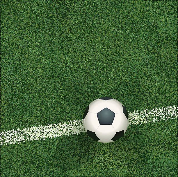 illustrazioni stock, clip art, cartoni animati e icone di tendenza di soccerball e erba, vista dall'alto - football match