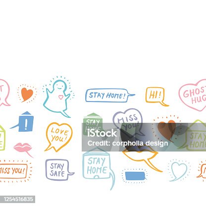 istock Social distancing comic style doodle border 1254516835