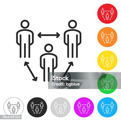 istock Social distancing - Keep the distance. Flat icons on buttons in different colors 1343468303