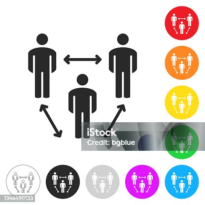 istock Social distancing - Keep the distance. Flat icons on buttons in different colors 1346490133