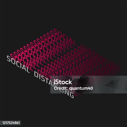 istock Social distancing text color gradient with black background. 1217524861