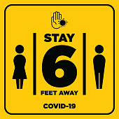 social-distancing-warning-sign-warning-in-a-yellow-sign-about-or-vector-id1213660539