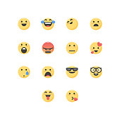 Vector illustration of a set of social media essential emoticons