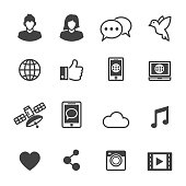 social media icons, mono vector symbols