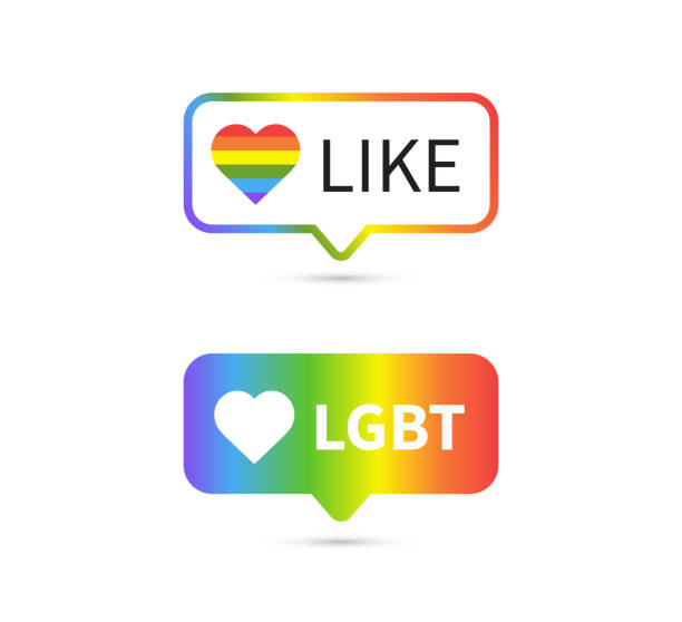 social media likes lgbt icon. pride lgbt heart. like notification. pride month concept. vector illustration - europride 幅插畫檔、美工圖案、卡通及圖標