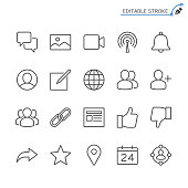 social-network-line-icons-editable-stroke-pixel-perfect-vector-id925753036