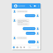Social network messenger page template. Business and private communication service. Chat and social networking empty window. Vector flat style cartoon illustration