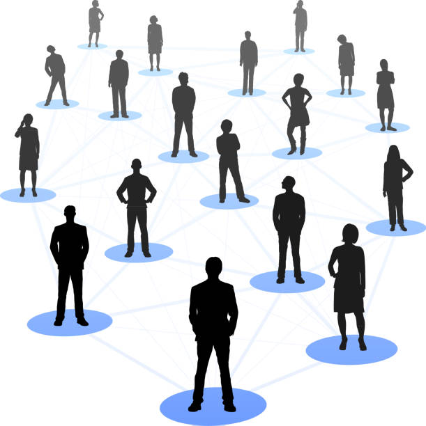 Social Network Social network. connection silhouettes stock illustrations